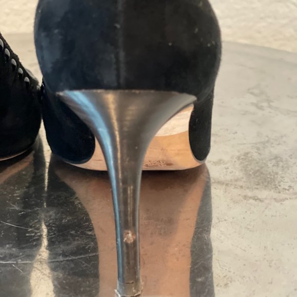 COACH Smith Black Suede Pointed Toe Studded Pumps - Picture 7 of 8